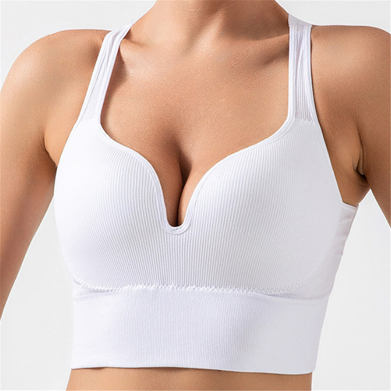 Cross Back Sports Bra for Women Padded Strappy Yoga Bra Medium Support Sexy Bra