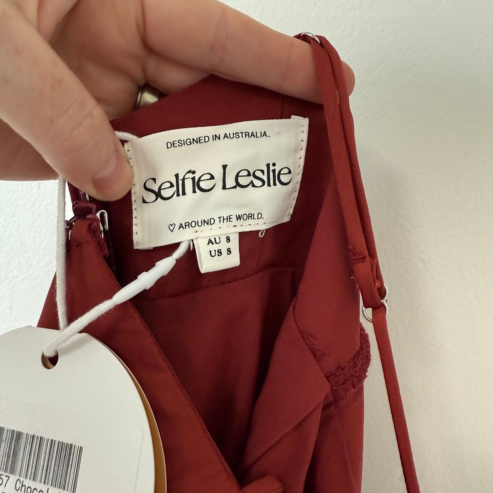 NWT Selfie Leslie Linka Cami Strap Midi Dress in Chocolate Size 8US