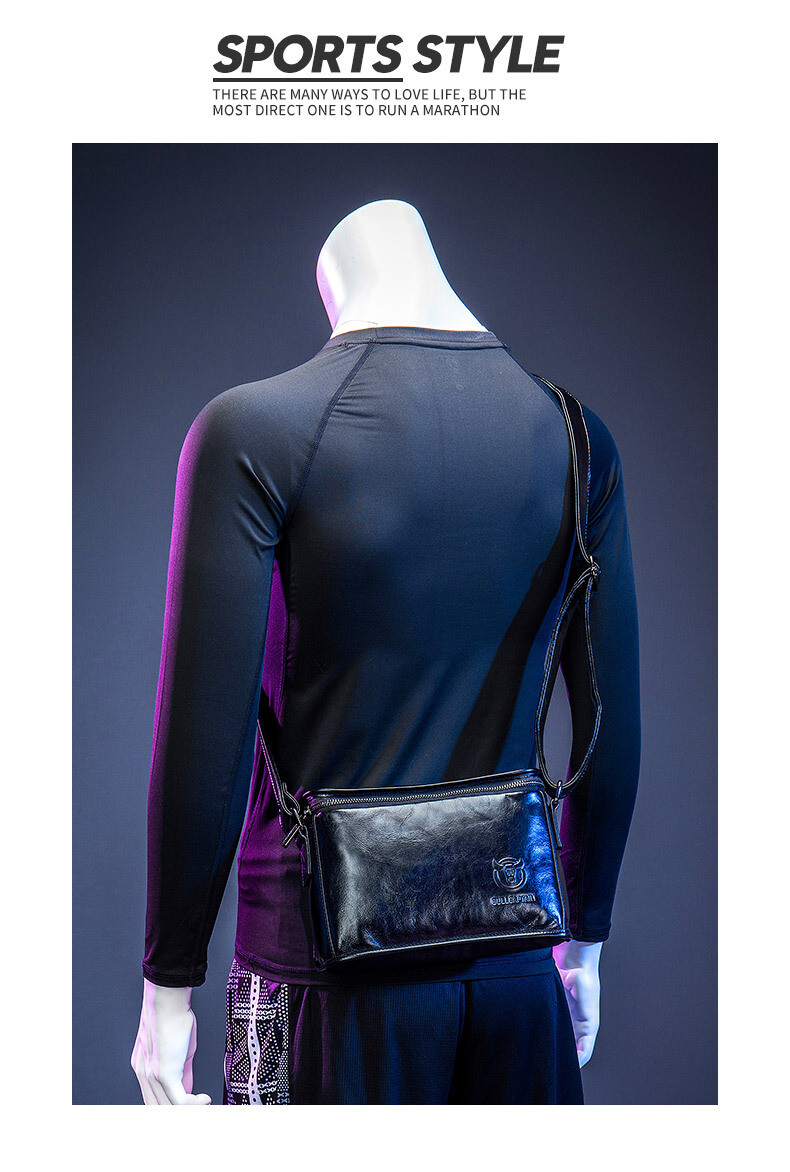 Retro cowhide leather men’s shoulder bag cell phone bag ipad crossbody bag