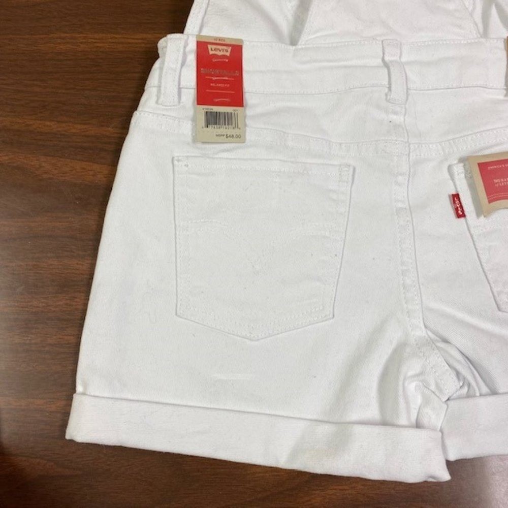 NWT Girl’s Levi’s White Relaxed Fit Stretch Shortalls, size 10 Reg