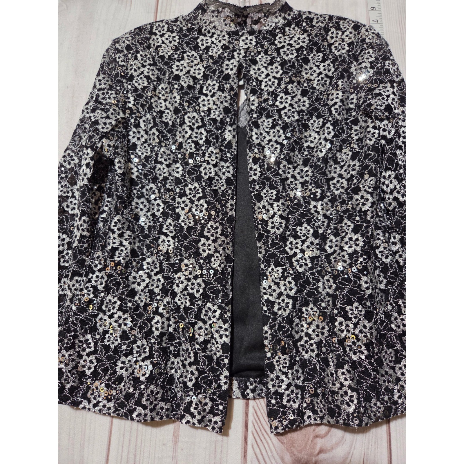 ALX Evening Shirt Sequined Lace Embellished Party Special Occasion Ladies Small