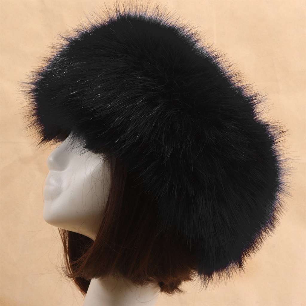 Womens Winter Russian Fluffy Faux Fur Headband Hat Thick Ear Warm Snow Ski Cap