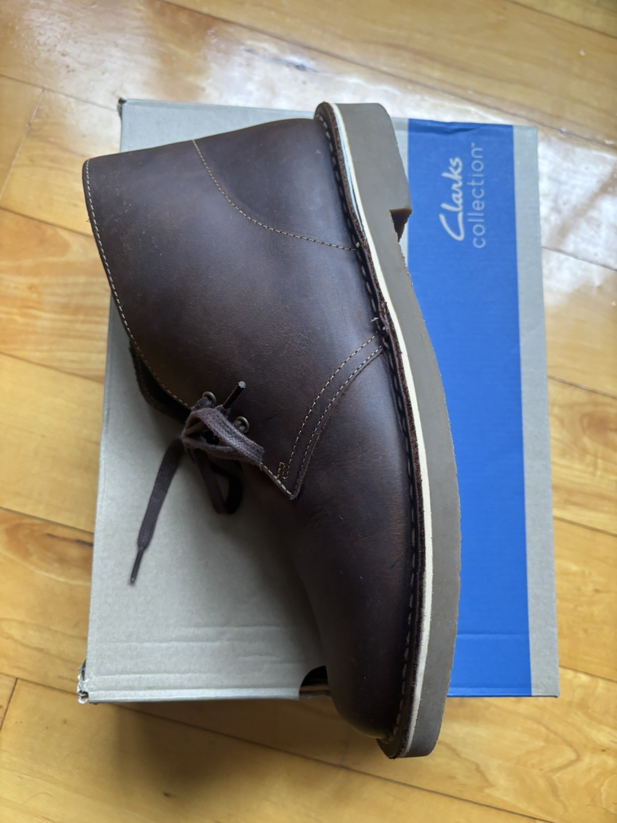 Clarks Shepton Beeswax Leather Chukka Boots Mens Size 10 Brown Crepe Sole Desert