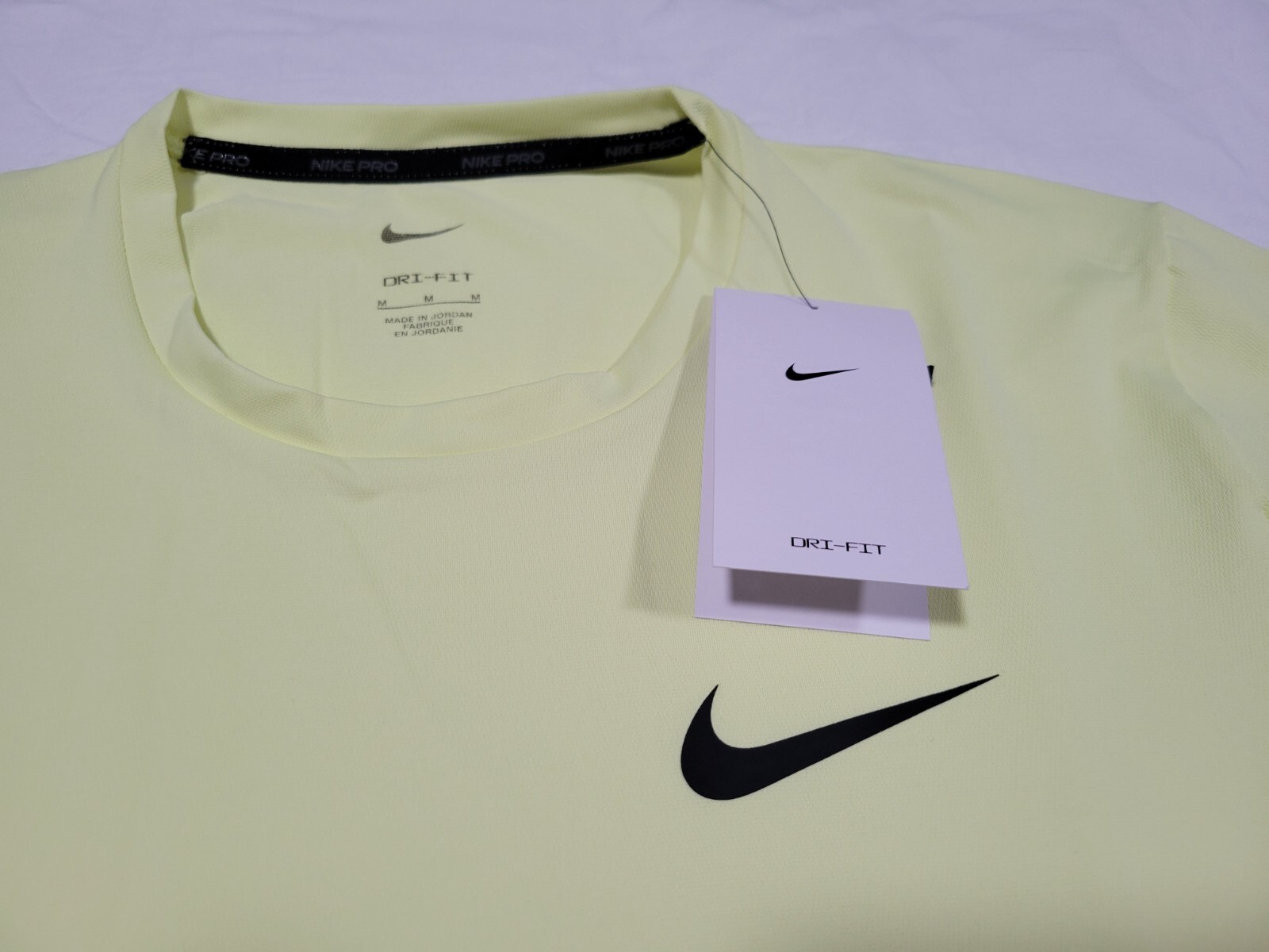 Nike Pro Mens Shirt Training Running Fitness Gym Dri-Fit Yellow CZ1181-331