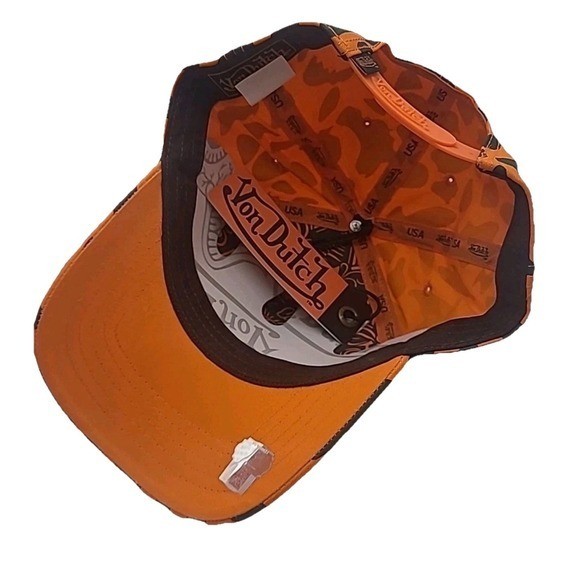 NWT Von Dutch Hat Orange Camo Trucker Embroidered Snapback Cap