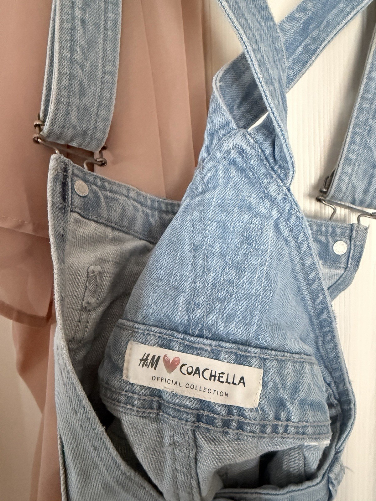 H&M Coachella Edition Women’s Blue Denim Overall Shortalls Romper Sz S