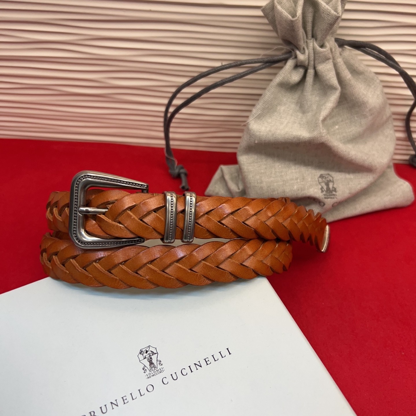 Brunello Cucinelli unisex casual fashion woven belt, size 2.5cm, 95