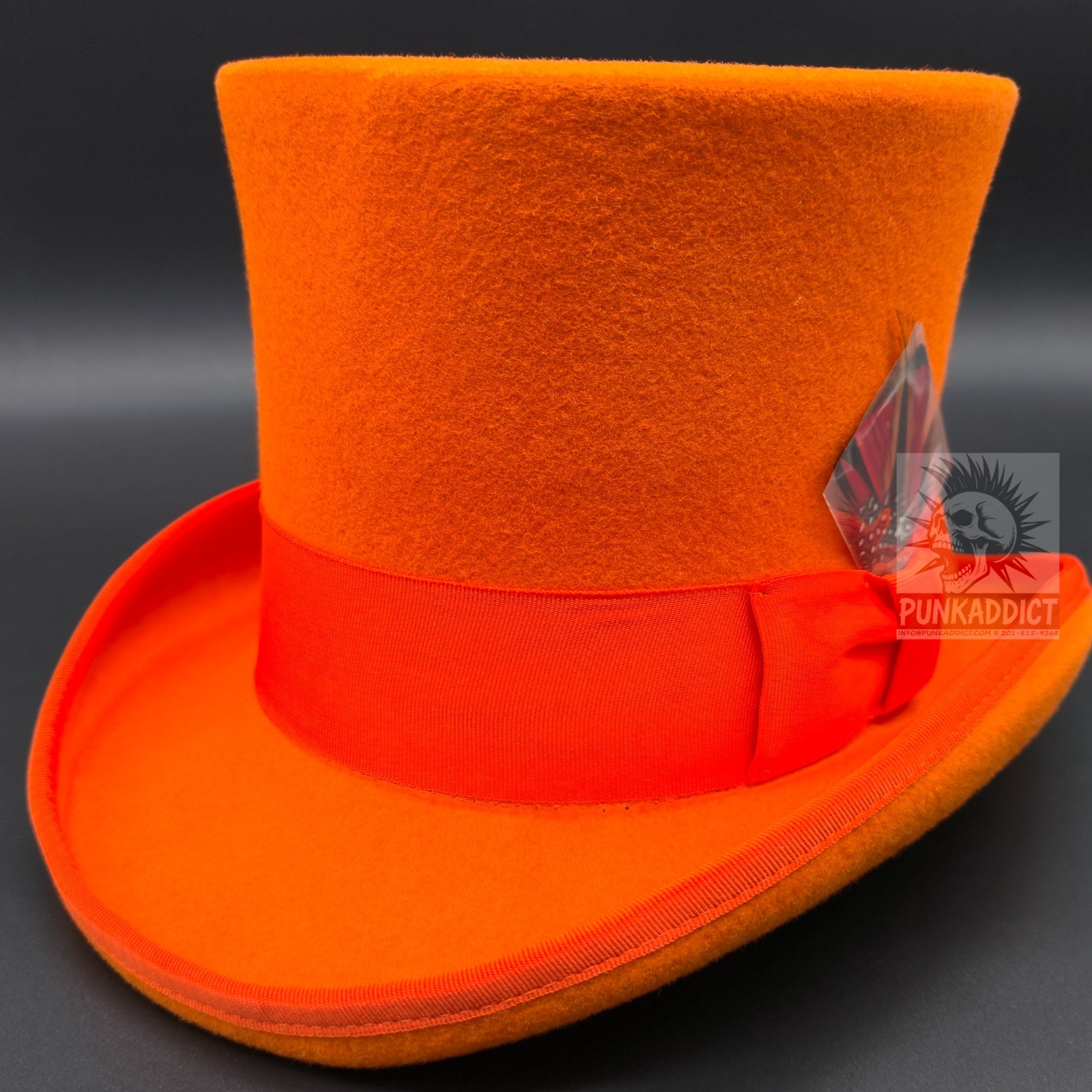 Gray Top Hat Wool Felt Victorian Slash Mad Hatter Steampunk Rock Star