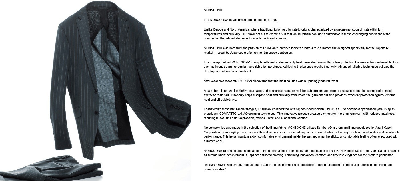 D’URBAN MONSOON Black Formal Suit Wool Mohair Summer 44L Made in Japan NWT