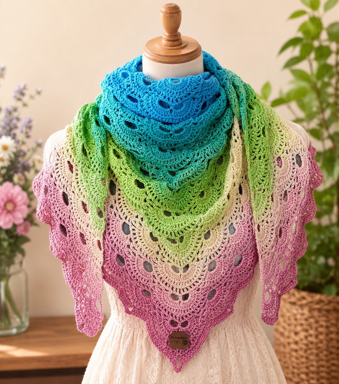 Handmade Crocheted Summer Shawl Wrap Boho Hippie Festival Beach Coverup