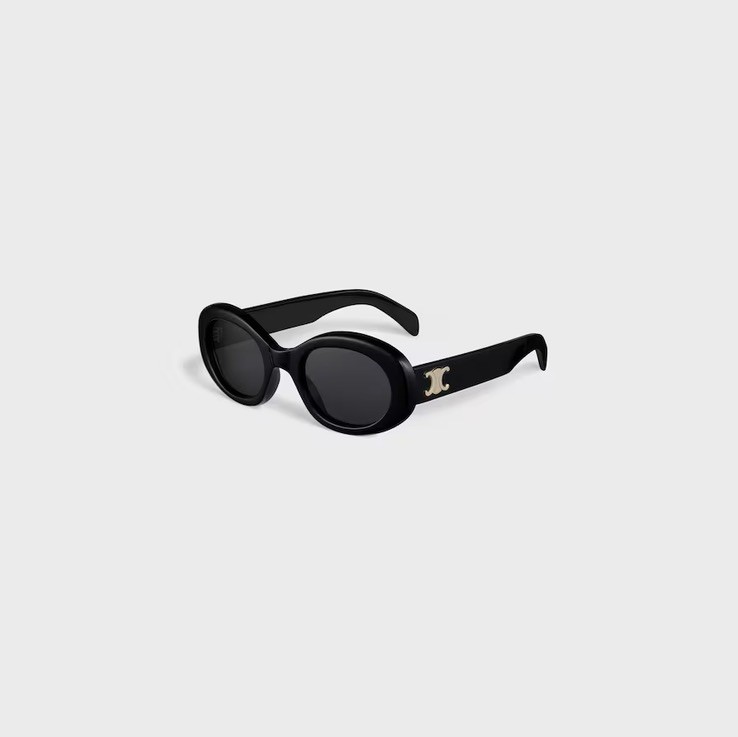 CELINE Triomphe CL40194U Black Oval Sunglasses Gray Tinted UV400 145mm