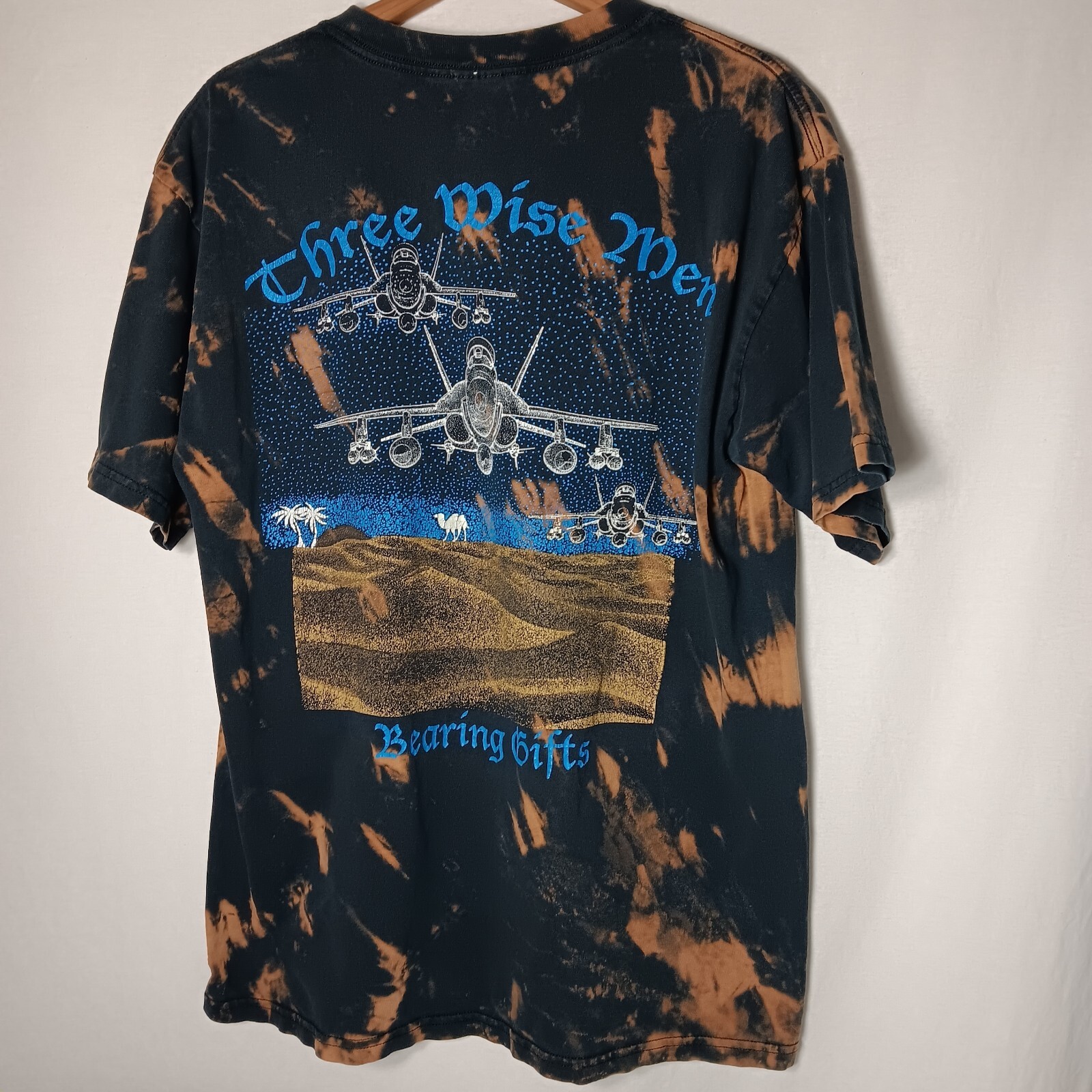 World Trade Center Pentagon 911 T Shirt Large Bleach Dye Bombers Three Wise Men