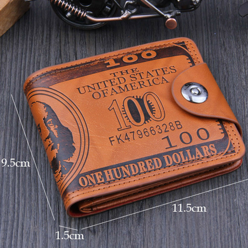 Mens Novelty US 100 Dollar Wallet Leather Bill Money Billfold Card Holder Purse