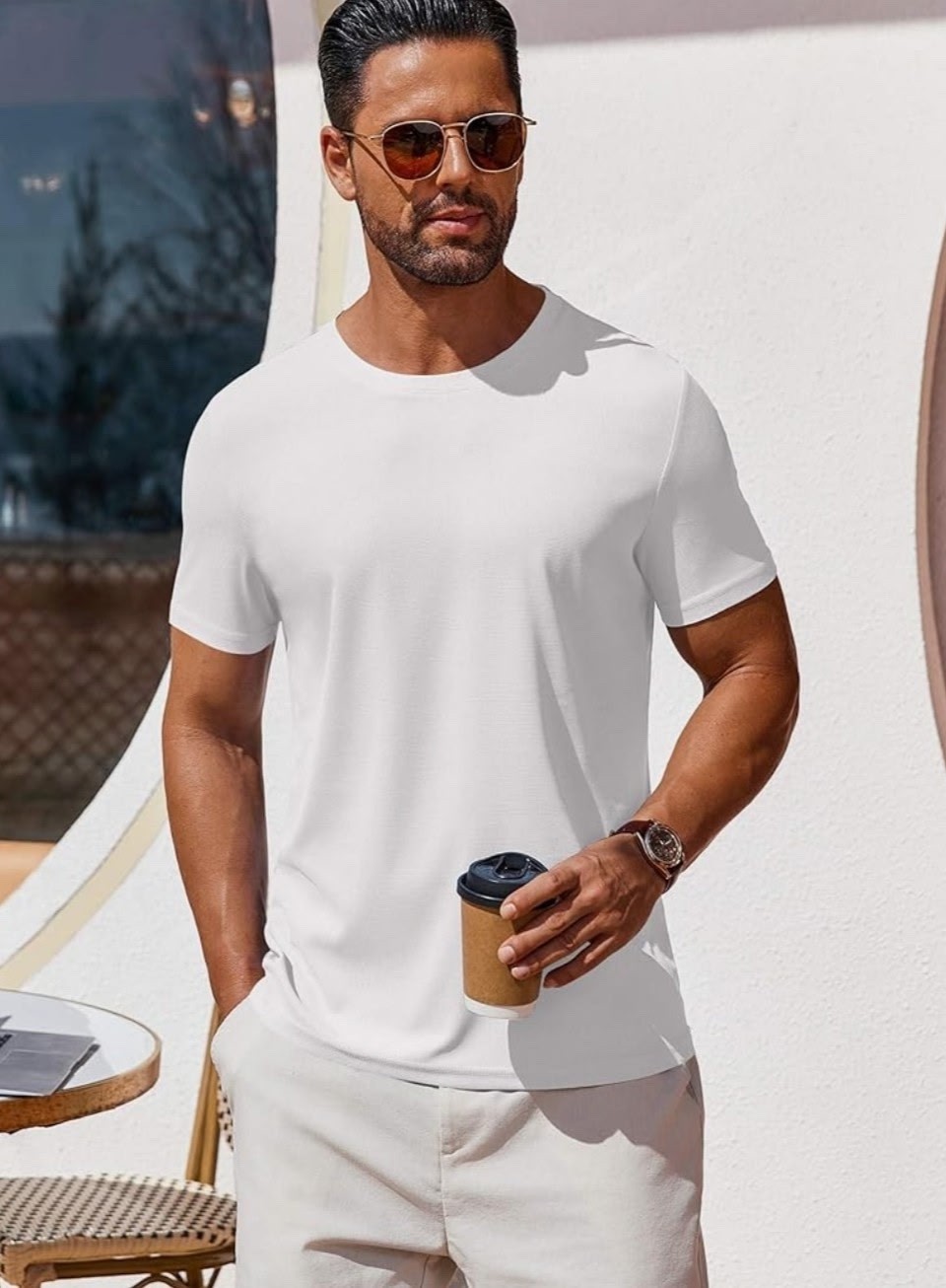 QUINCE Mens Crew Casual Basic 100% Cotton T-Shirt Tee Black White Navy 1-3 Pack