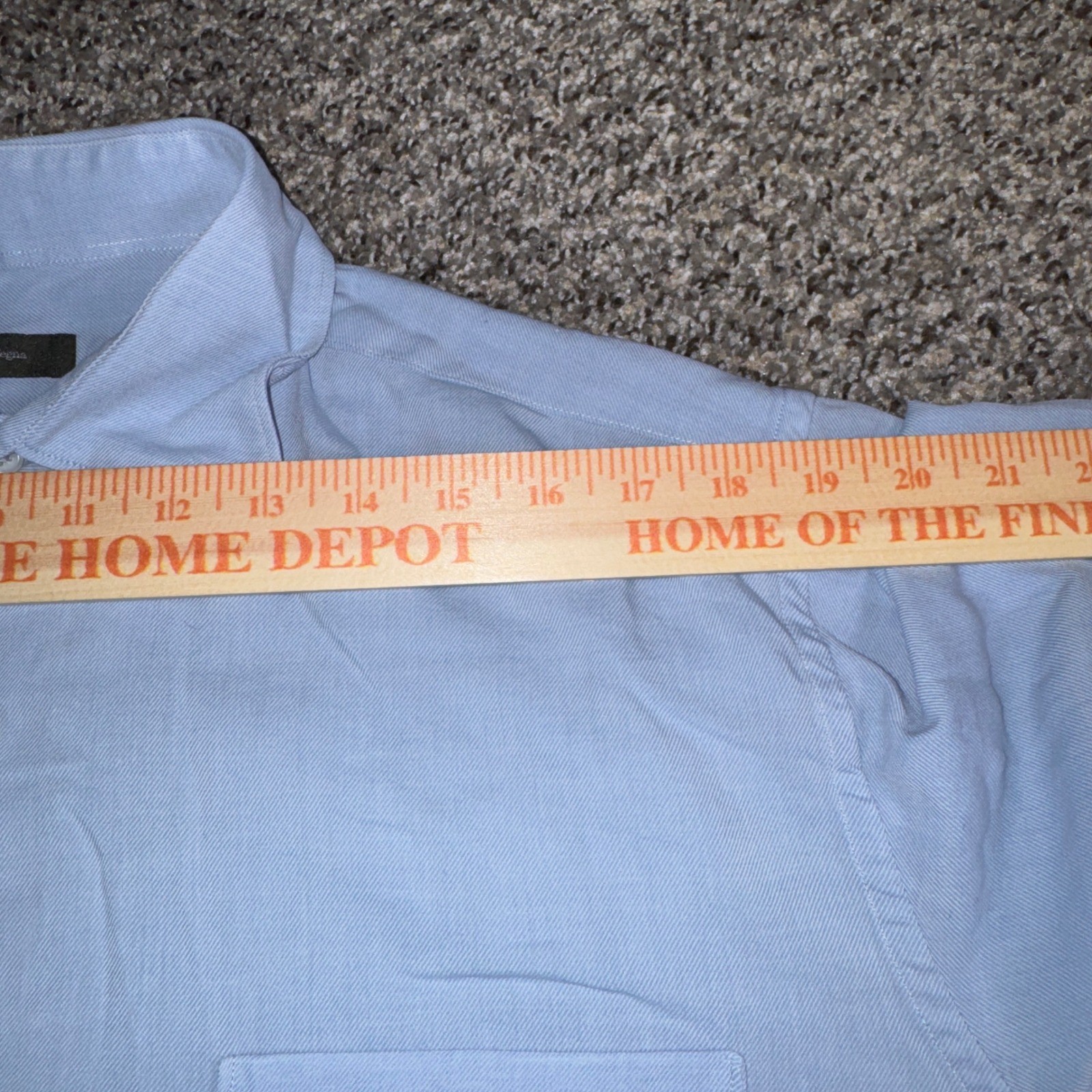 Ermenegildo Zegna Mens XL Blue Cotton Twill Button Down Shirt Made in Italy