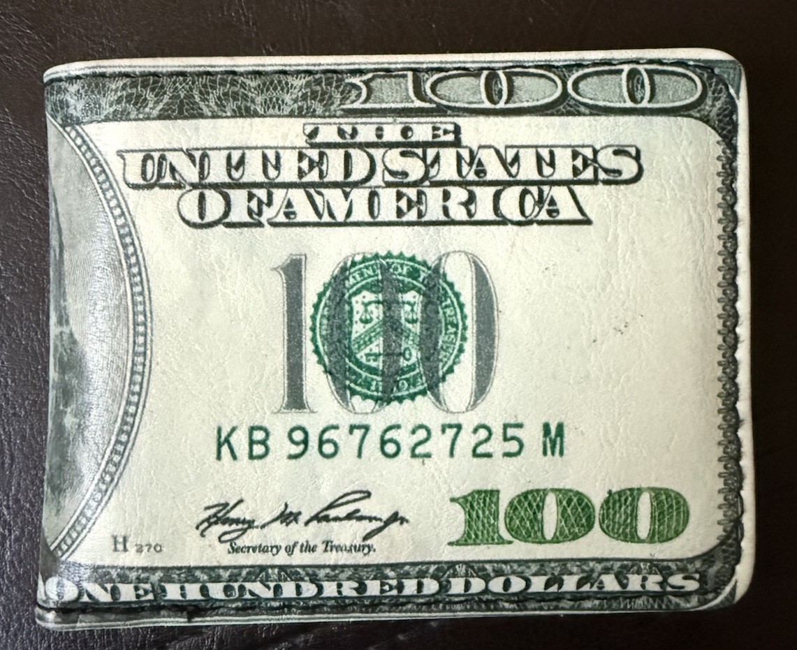 Buckle Down Men’s Novelty Fashion Bi-Fold Wallet “$100 Bill” Black Green