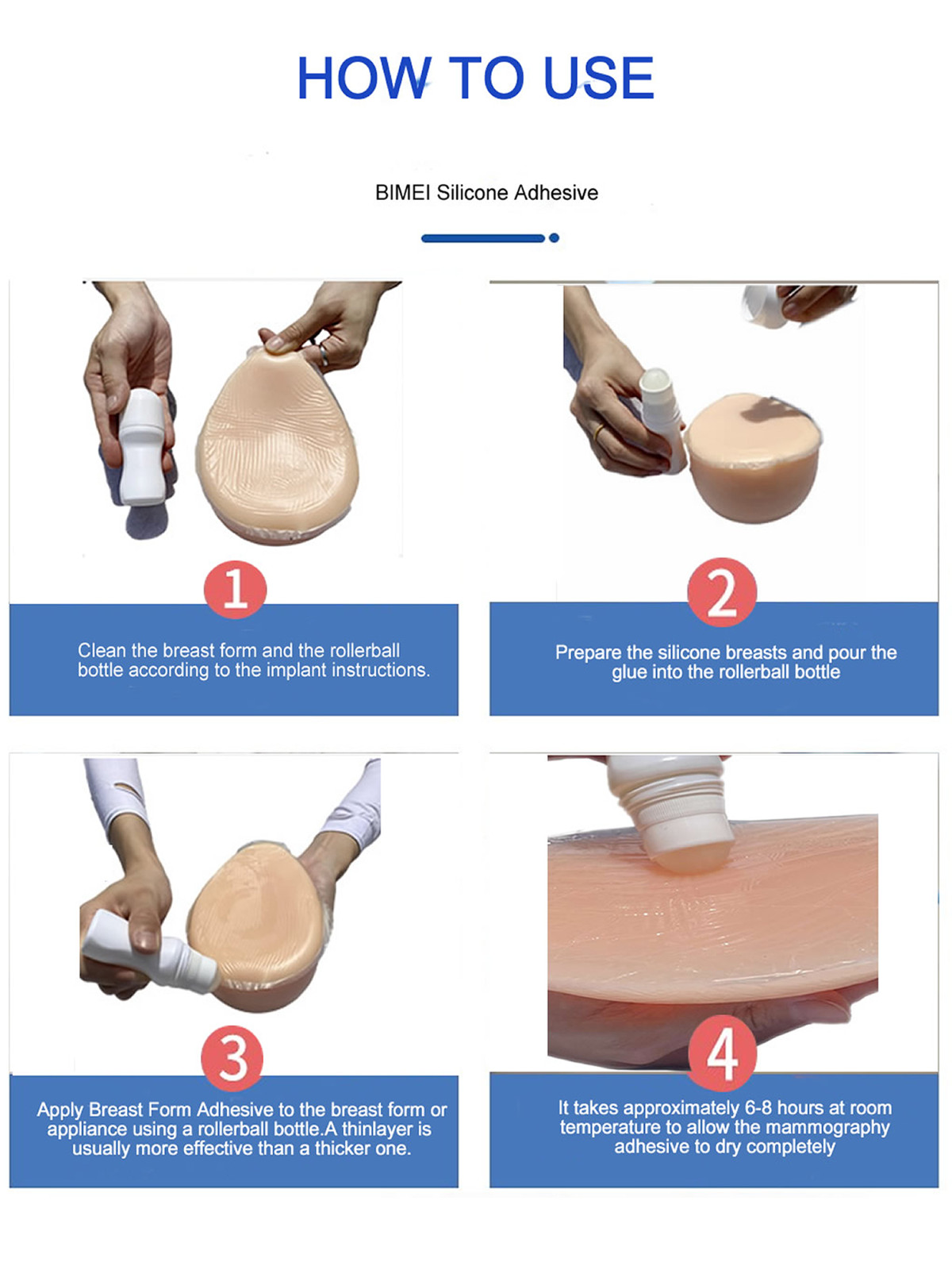 BIMEI Breast Form Adhesive Glue Strength to go Braless Silicone Adhesive Remover