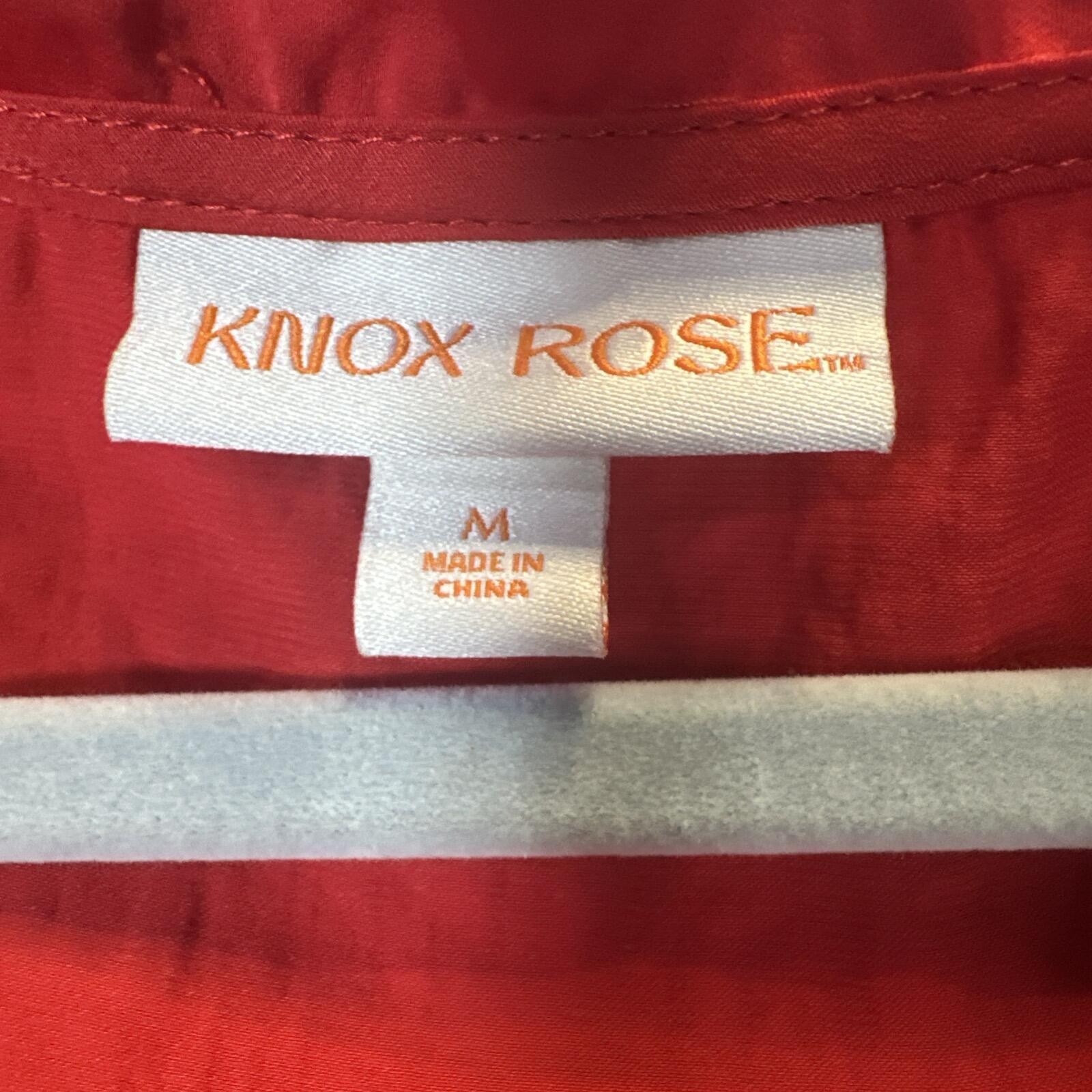 Knox Rose Red Boho Silky Satin Ruffle Sleeveless Top M