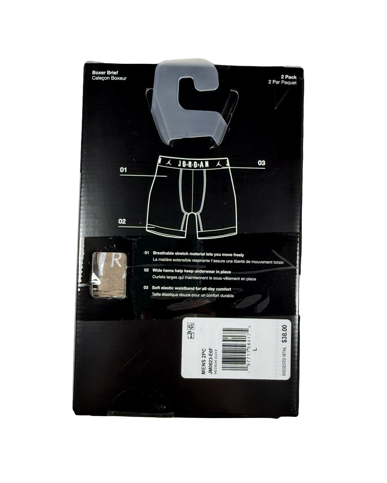 NWT. Jordan. 2 Pack. Flight Stretch Boxer Briefs. Medium Olive. MRSP. $38.00