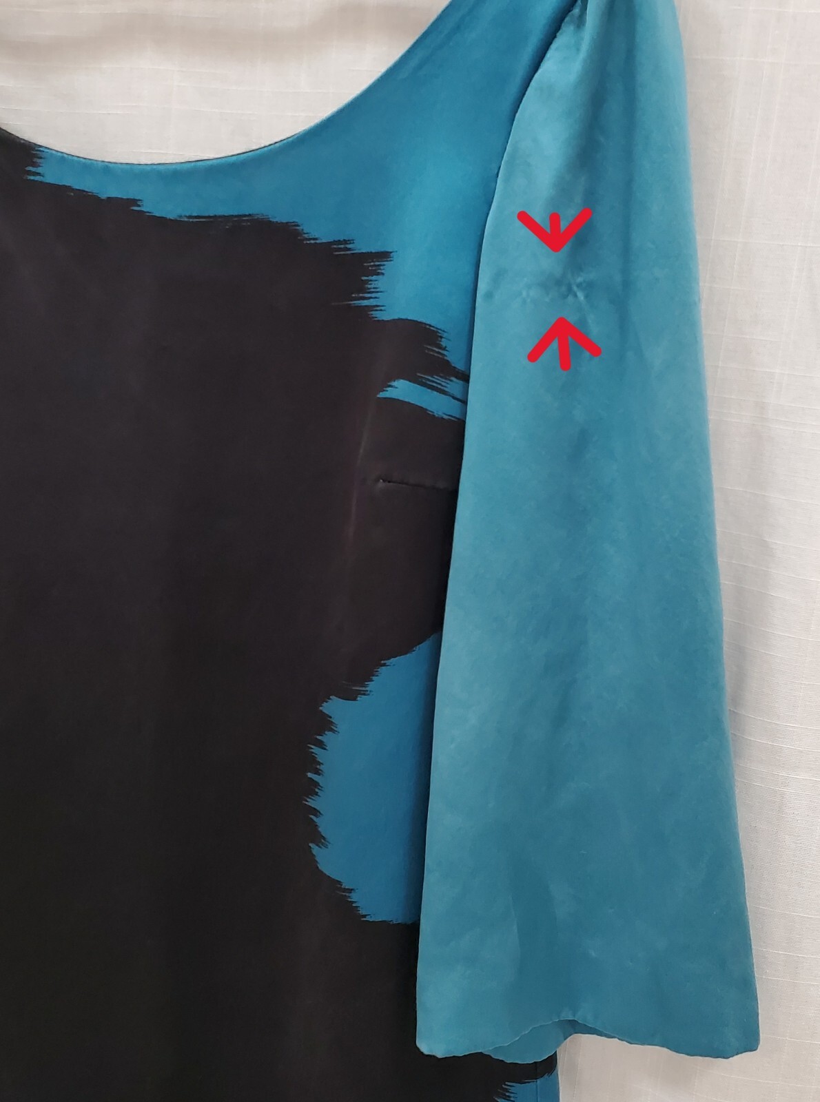 Jay Godfrey Modern Colorblock Silk Shift Dress Blue Black 3/4 Sleeve Womens 0