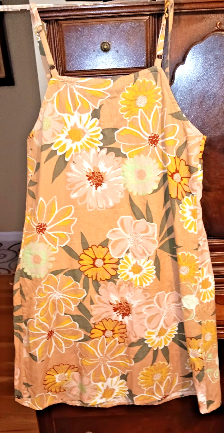 ROXY Golden Sunray Mini Dress Size Medium / M Floral BEACH SURFER NWT $38.00