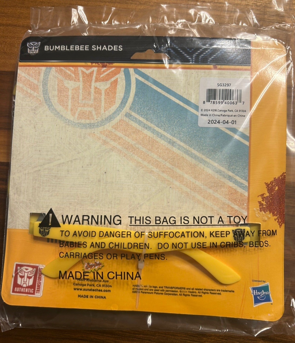 Transformers Bumble Bee Sunstaches 100% UV400 Protection