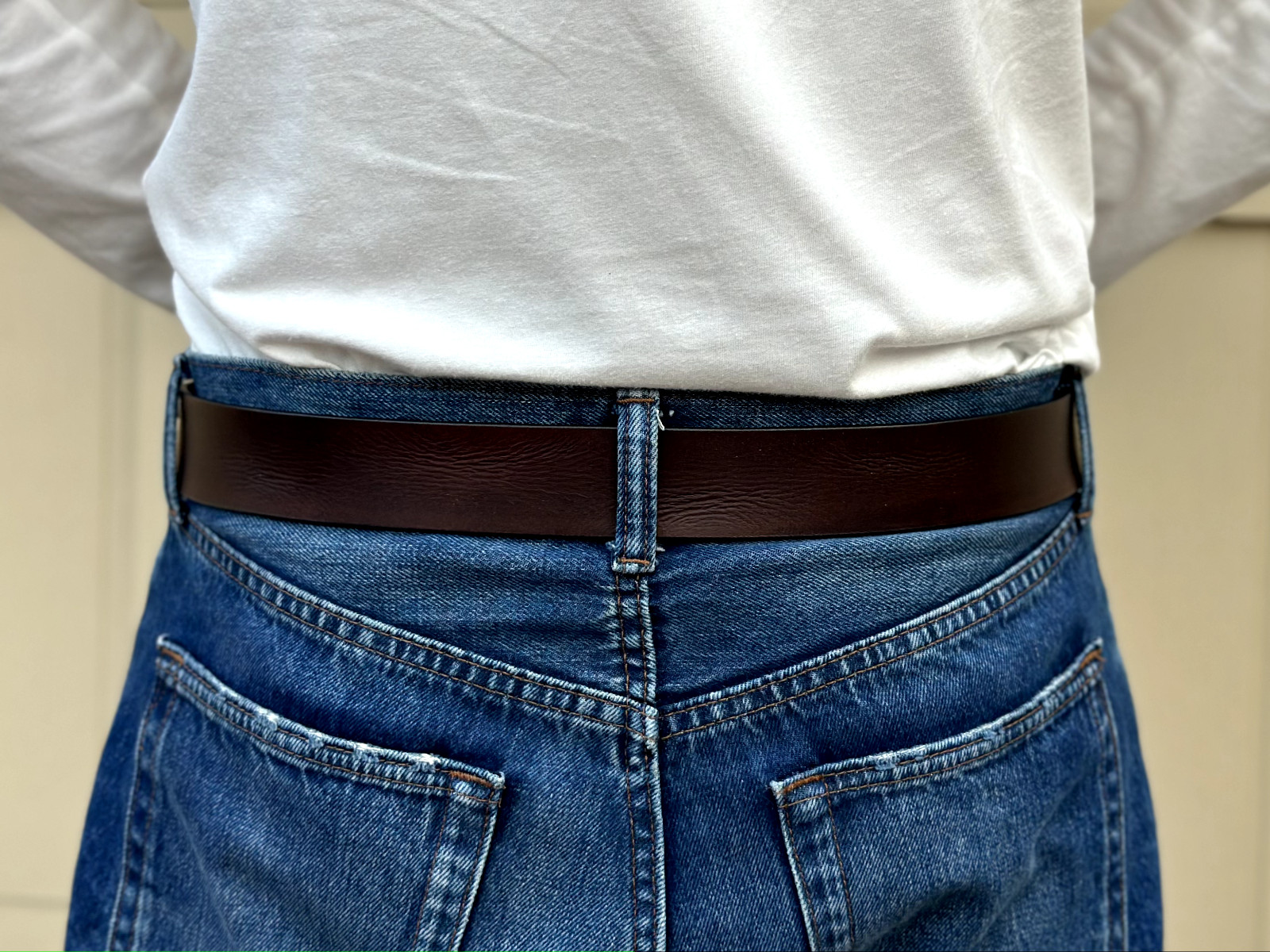 Handmade Genuine Men’s Belt Full Grain Leather Without Buckle Heavy Duty Western