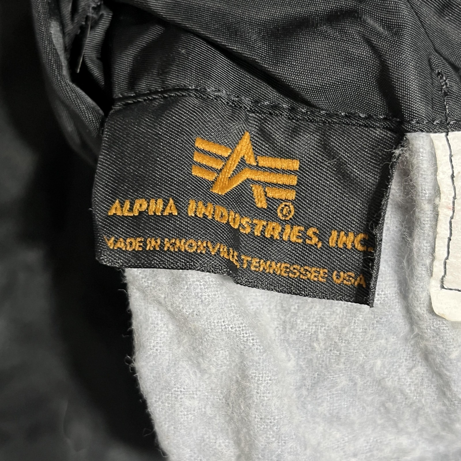 Vintage MA-1 Flight Jacket Alpha Industries USA Made USAF Black Orange Vietnam