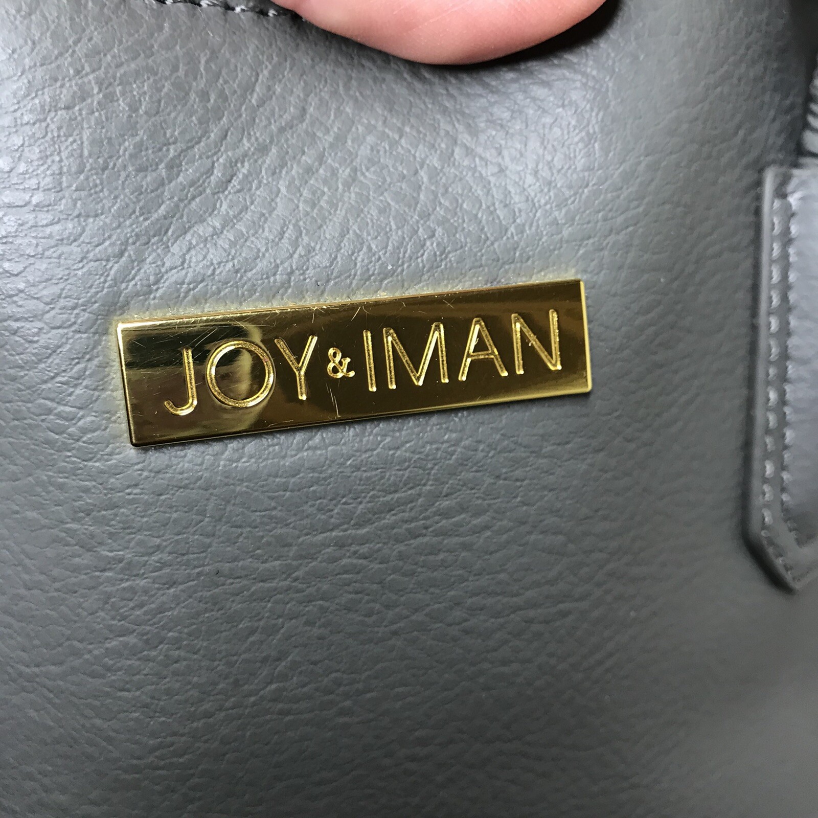 JOY & IMAN City Satchel Tote Bag Purse Gray Genuine Leather “Best Friend” Zipper