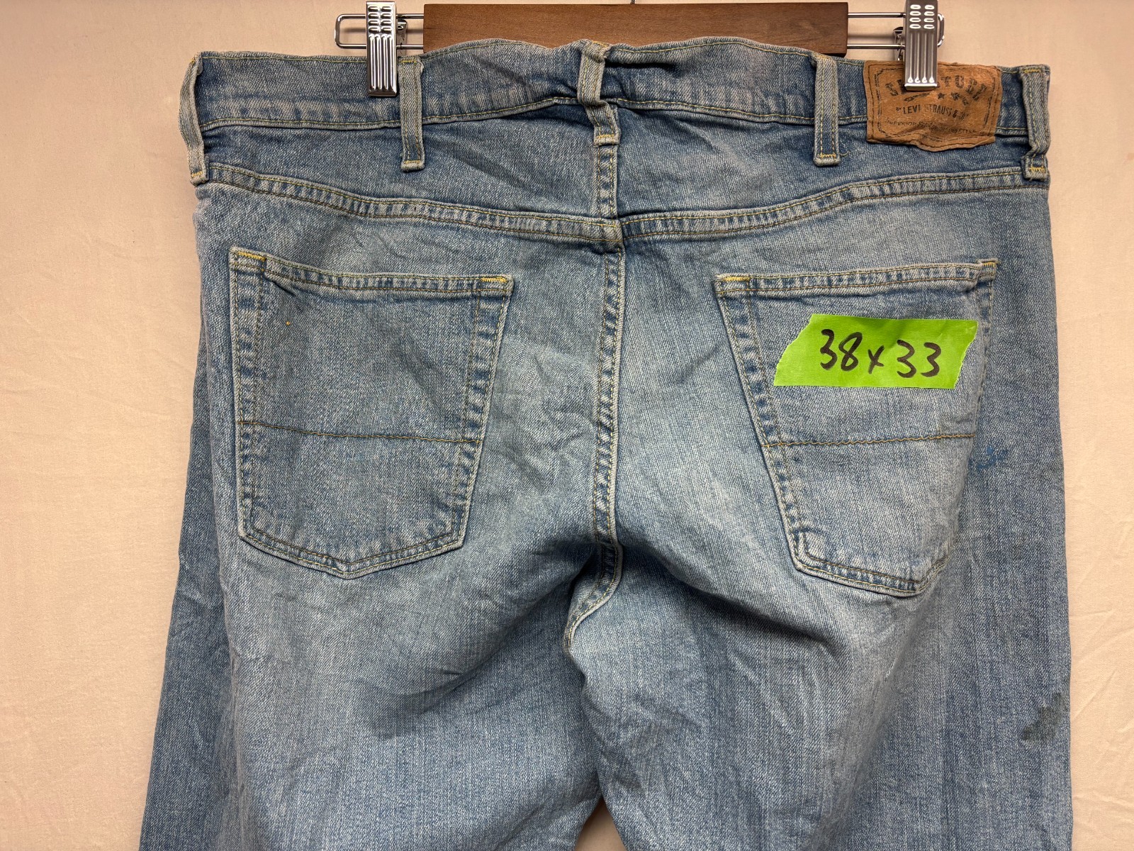 Levi’s Strauss Co. Jeans Mens Blue Denim Stretch Classic Fit Straight 38×33