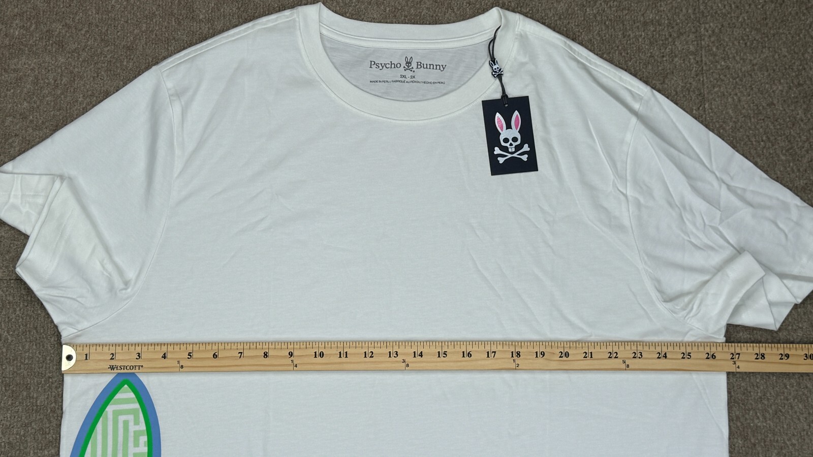 Psycho Bunny Men’s Short Sleeve Dammes Graphic T-Shirt Size 2XL