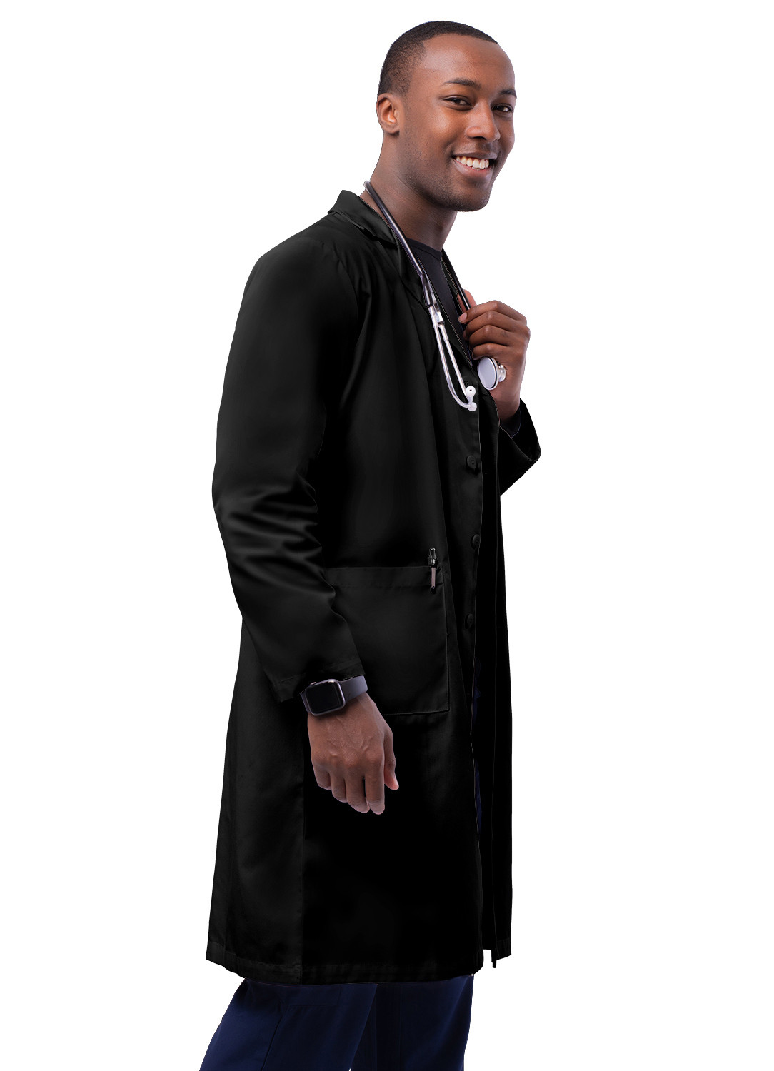 Adar Men Doctor Nurse Uniform Lapel Collar Back Belt Inner Pockets Lab Coat