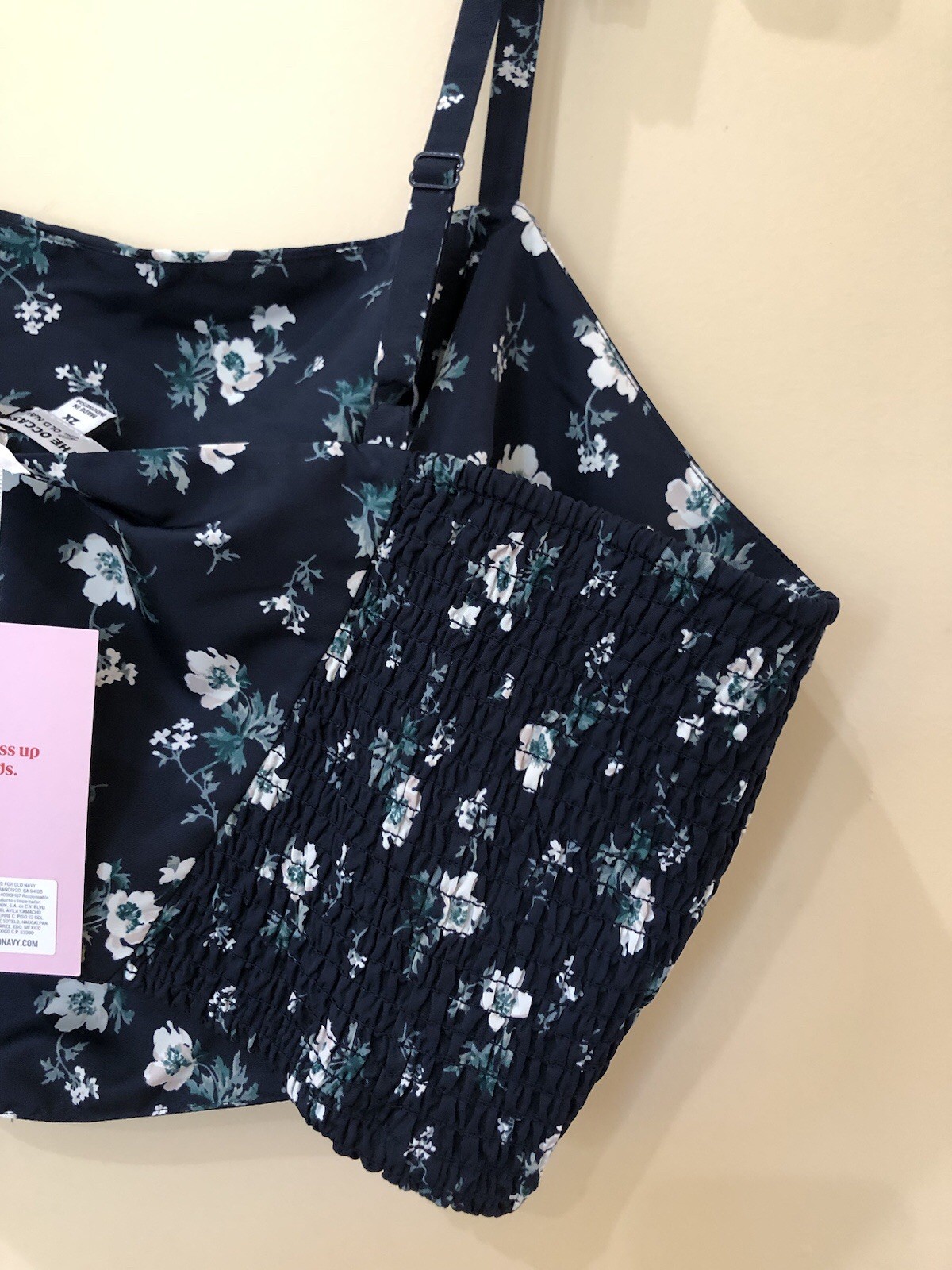Old Navy Crop Top Cami Bra Navy Blue Beige Flowers Plus Size XXL Women’s
