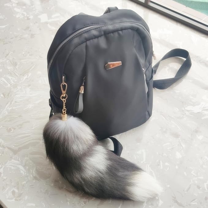 Fluffy Real Fox Fur Tail Keychain Tassel Bag Cosplay Toy Handbag Accessory Hook