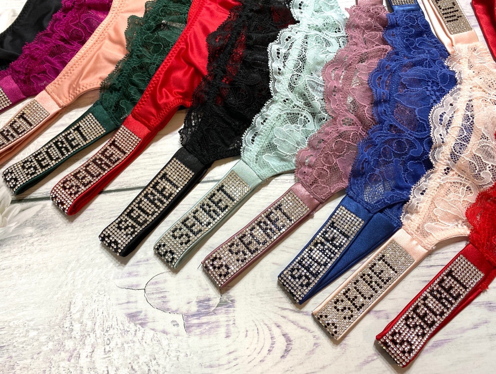 Victoria’s Secret Shine Strap Thong Bling Very Sexy Panty Rhinestone All Sizes