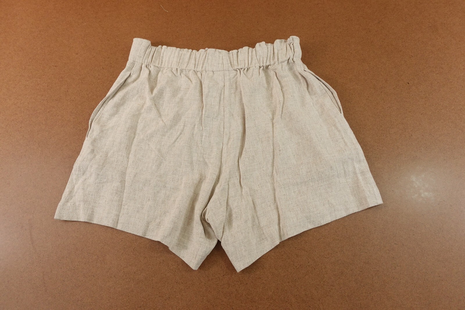Weekday Womens US 4 Natural Linen Blend Ava Pocket High Rise Paperbag Short NWT