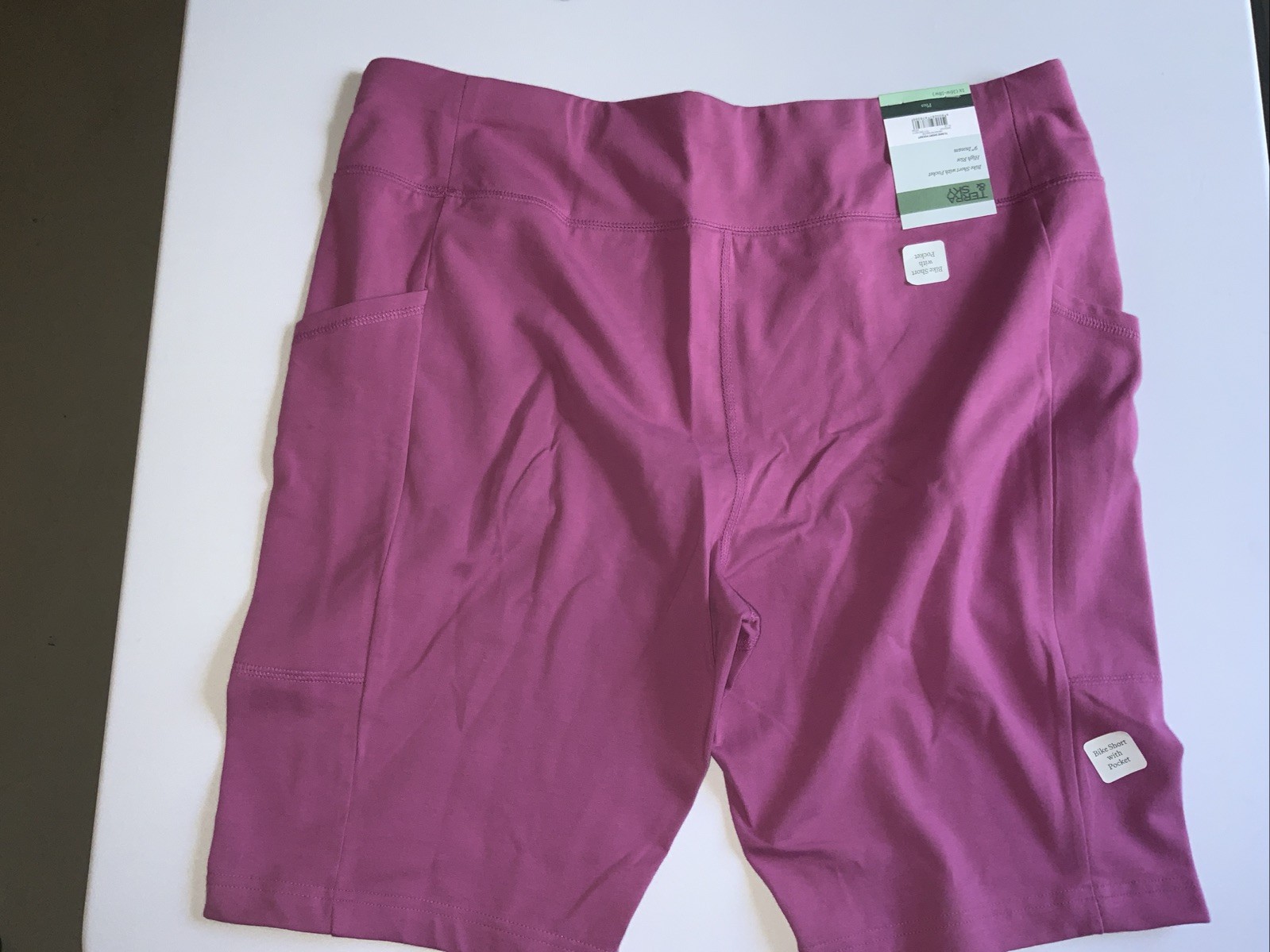 Terra&Sky Women Bike Short SZ 1X (16-18)Mauve High Rise Pockets 9-in Inseam NWT!