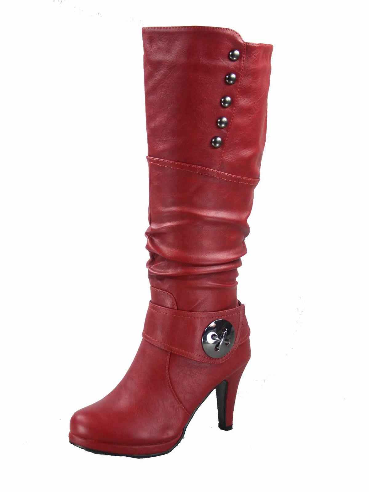 Women’s Round Toe High Heel Platform Mid-Calf Knee High Boots Shoes Size 5 -11
