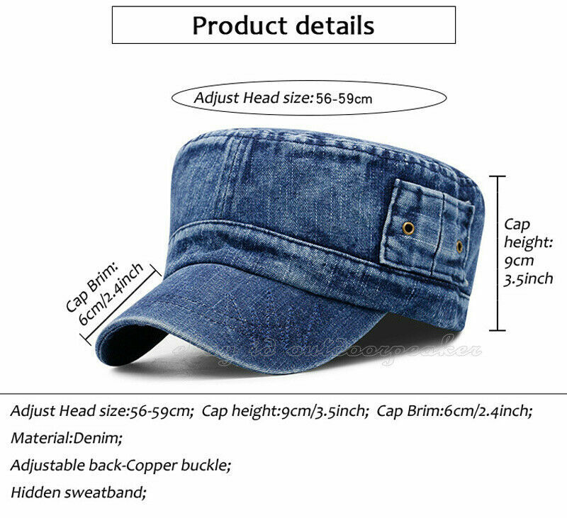 Men Women Denim Flat Cap Golf Visor Baseball Hat Army Sports Cap Sunproof Hat