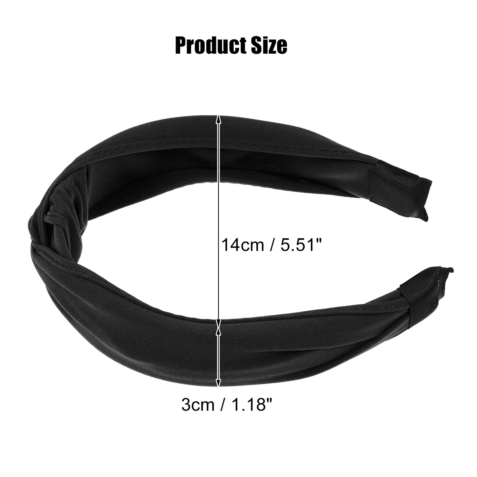 1Pcs Satin Knotted Headband Knot Cross Hairband for Women Black 1.2″ Wide