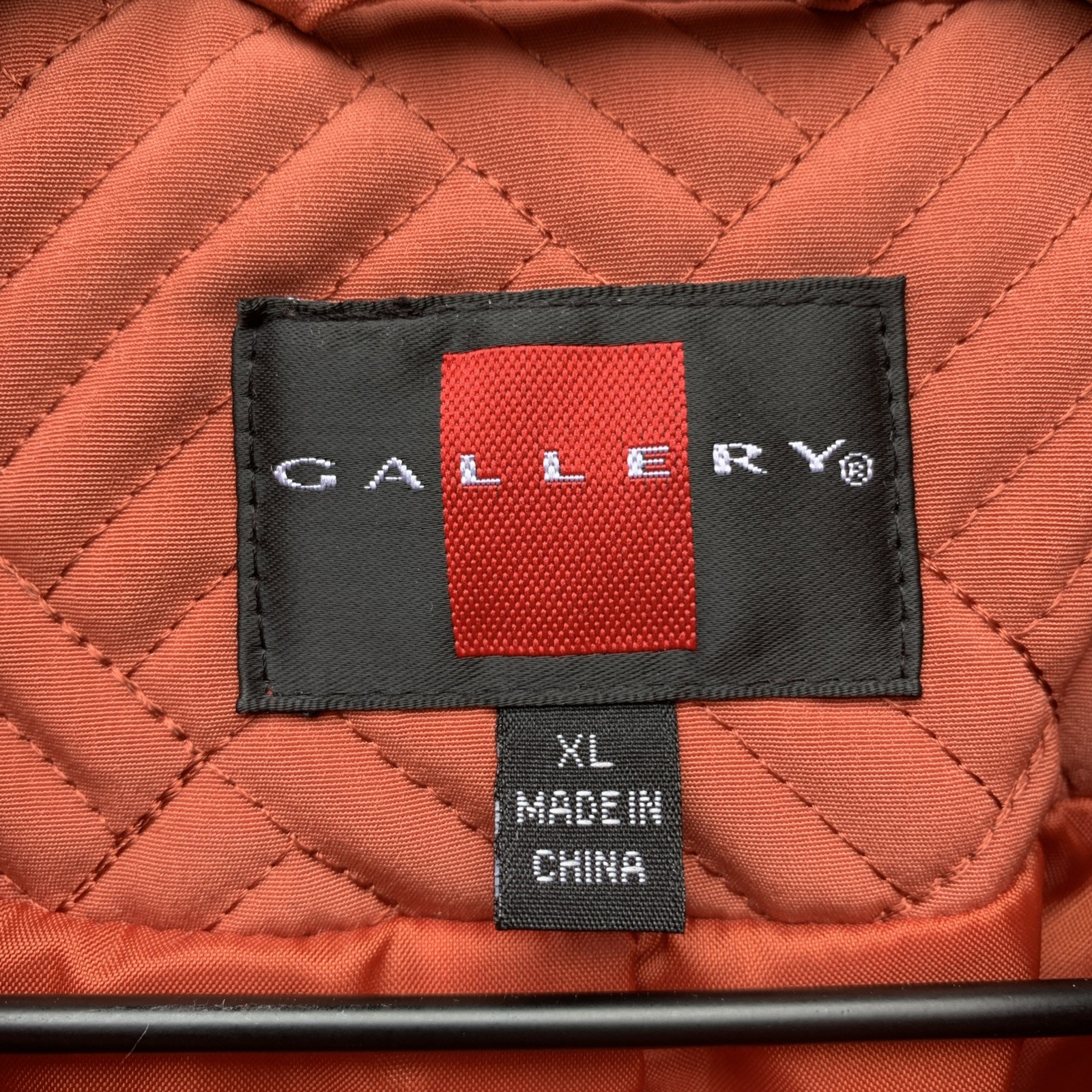 Gallery Coat Womens Coral Orange Quilted Basket Weave XL Gold Buttons Pockets