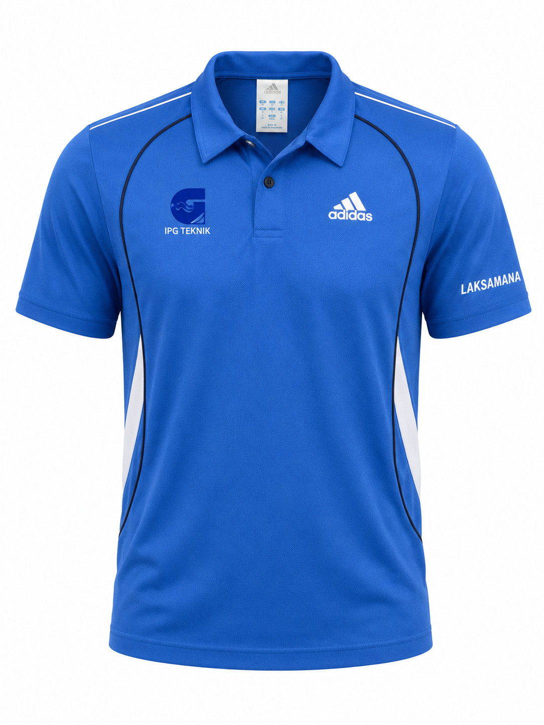 Adidas Polo Shirt Blue 3-Stripes Short Sleeve Size M 100% Polyester