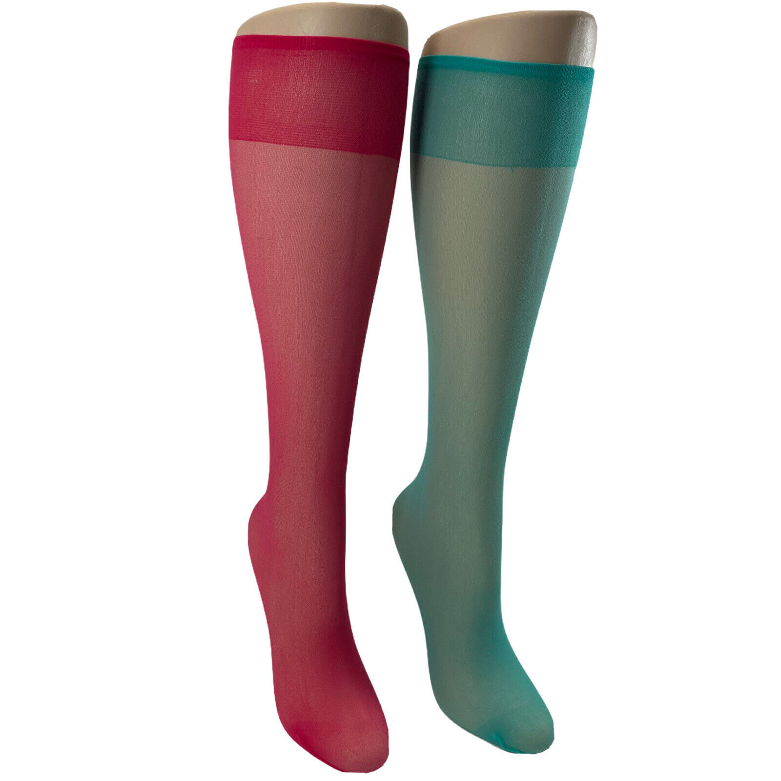 20 Pair Pack Assorted Fashion Colors Sheer Nylon Knee Highs Made In USA