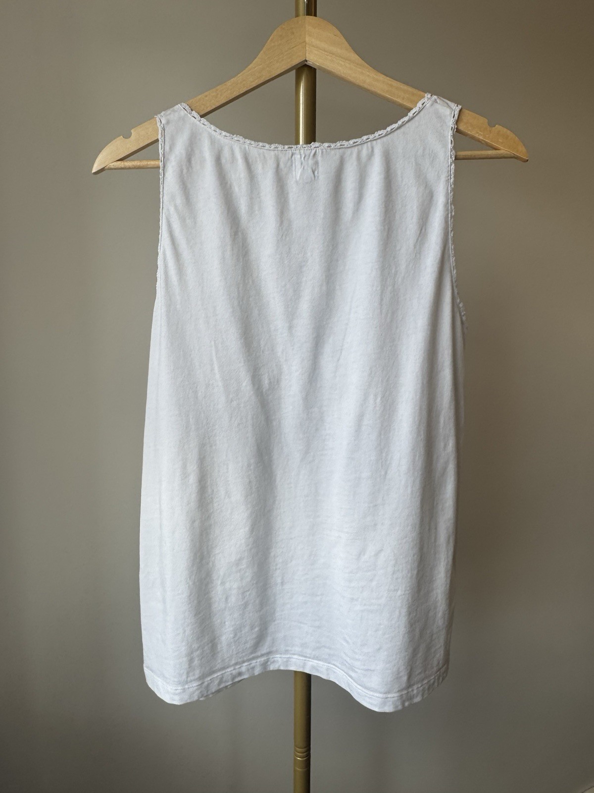 John Lewis White 100% Cotton Broderie Lace Trim Sleeveless Vest Top UK 10