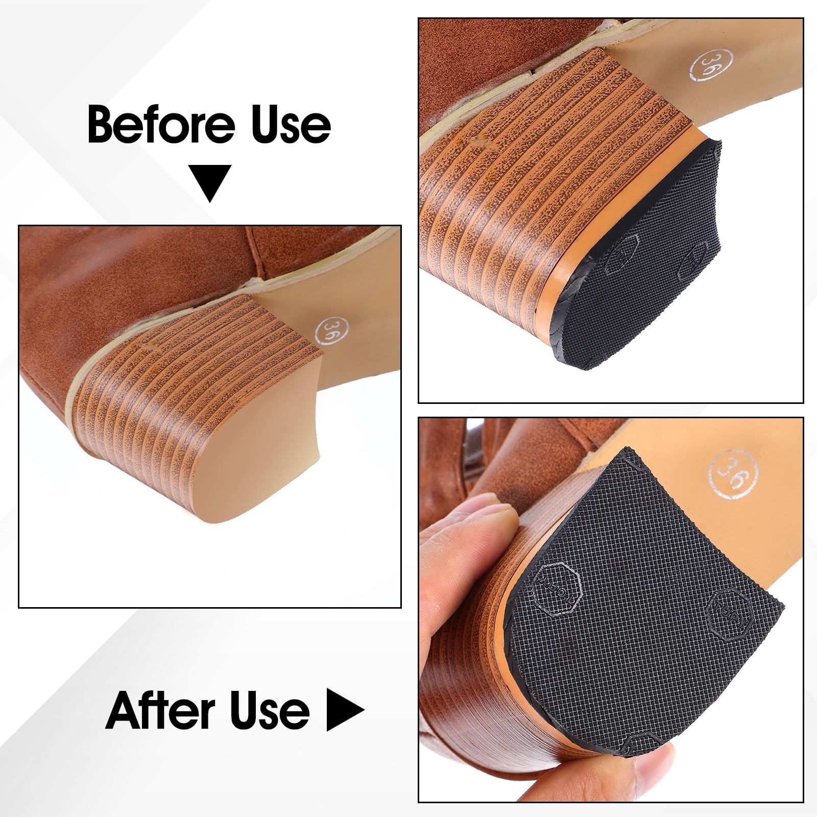 2 Pairs Shoe Repair Rubber Heels, Anti-Slip shoe heel repair kit Cuttable Boot H