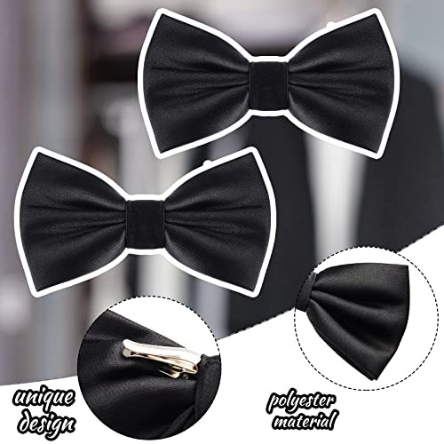 Geyoga 2 Packs Clip on Bow Ties for Men Solid Bow Tie for Costume Wedding