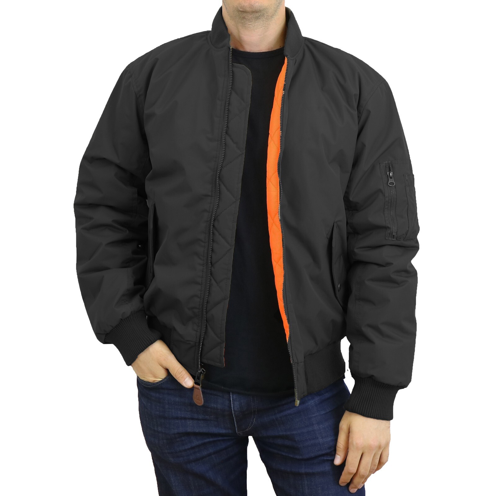 Mens Heavy Weight MA-1 Flight Bomber Jacket Full Zip Outerwear Coat Colors NWT