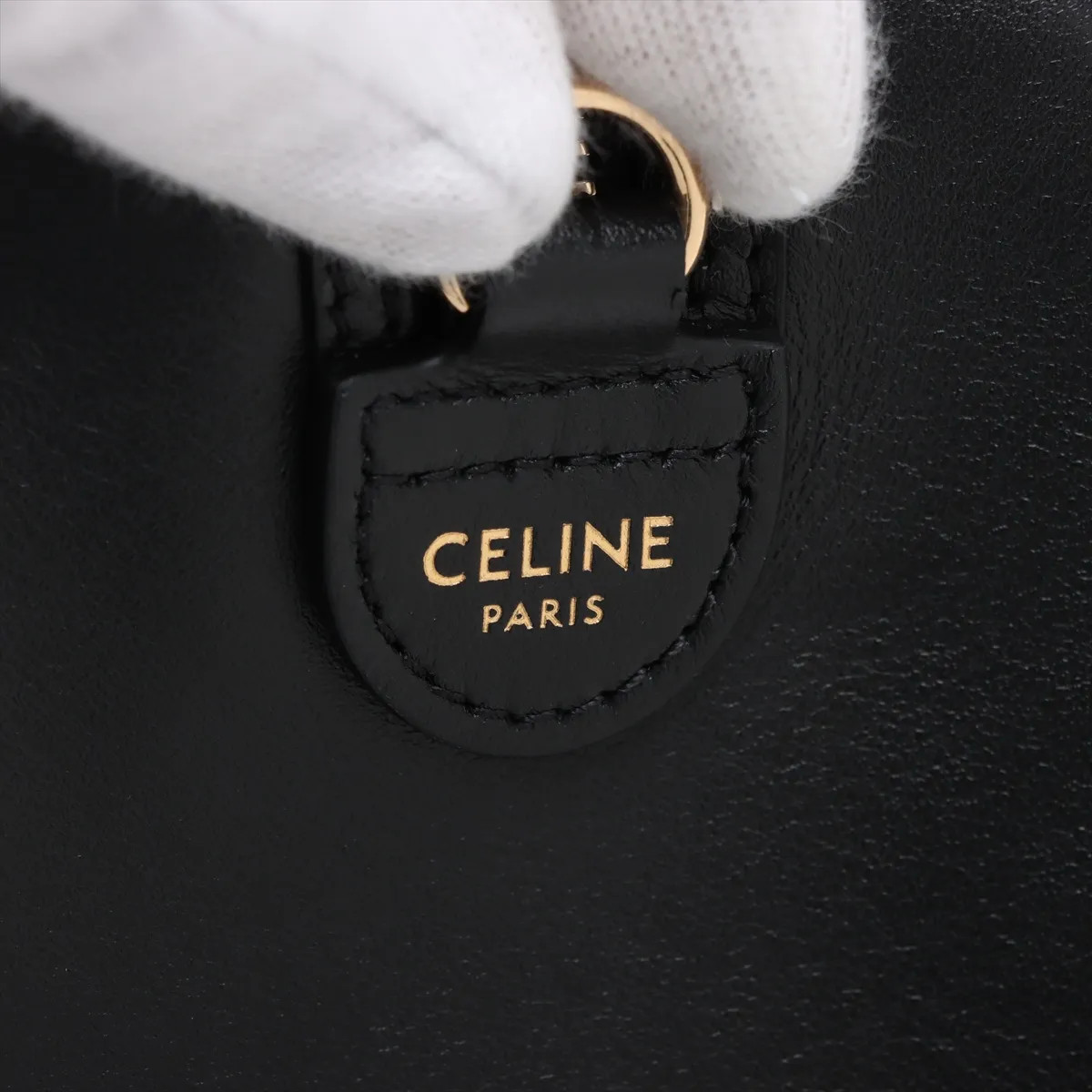 Celine Cuir Triomphe Small Boston Leather 2 Way Handbag Black