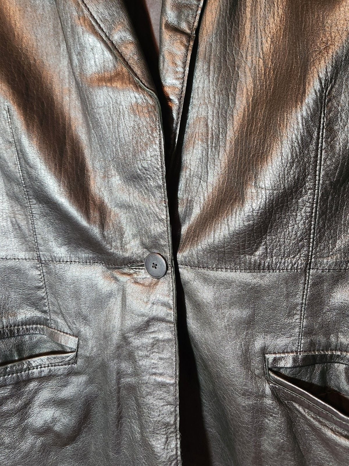 Vintage I.N.C. Genuine Leather Blazer – Black 90s Minimalist Jacket