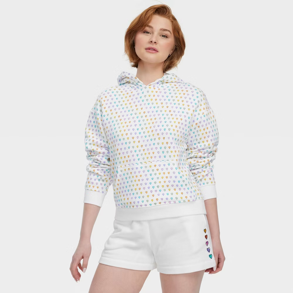 Women Disco Hearts Wave Hoodie Pink/Lavender/Teal – Project Bunny S